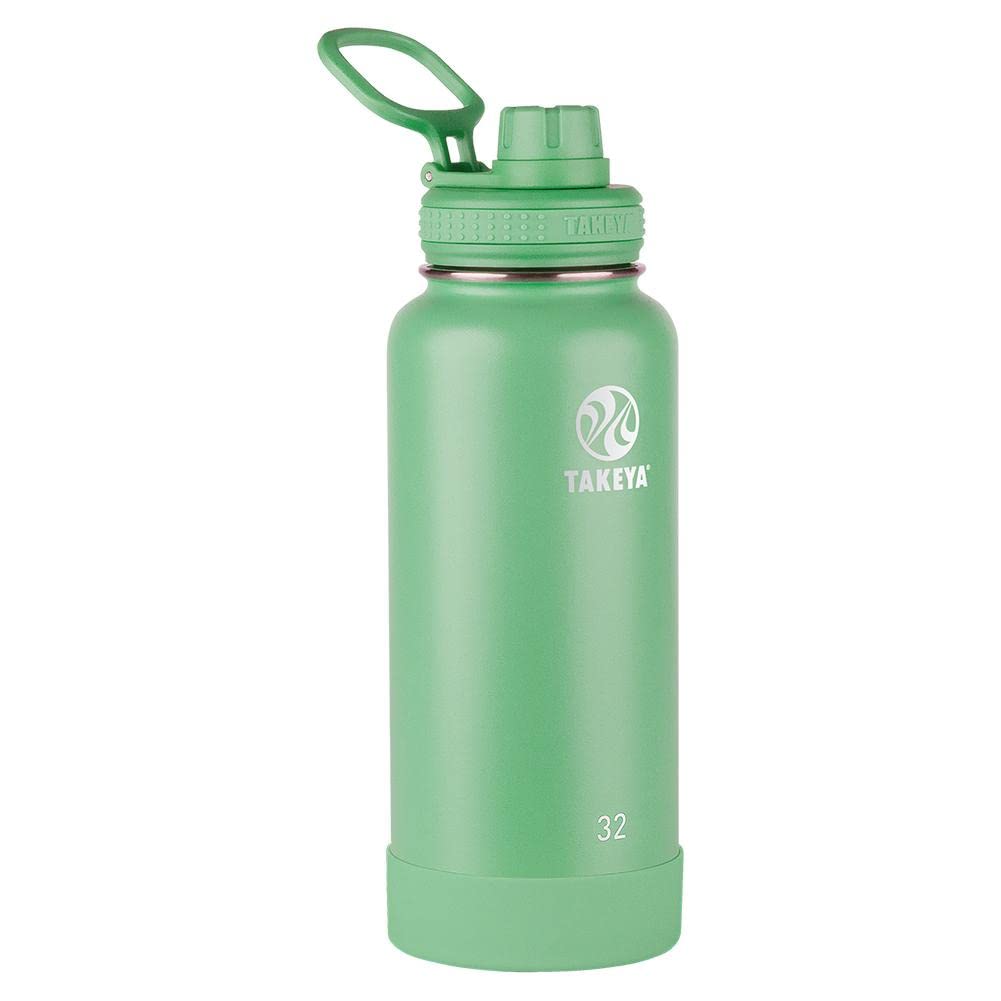 Takeya Actives 32oz Vacuum Insulated Stainless Steel Water Bottle with Leakproof Spout Lid - Premium Quality Mint Green - Perfect for Gym, Hiking & Outdoor Activities