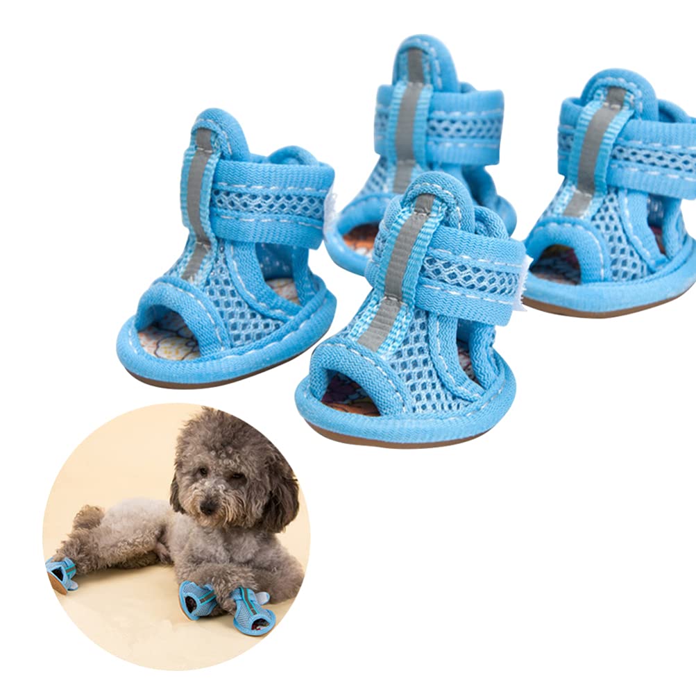 Breathable Mesh Dog Boots for Small Dogs - 4pcs Summer Dog Shoes with Anti-Slip Soles - Perfect for Puppy Walking, Beach Trips & Hot Pavement Protection