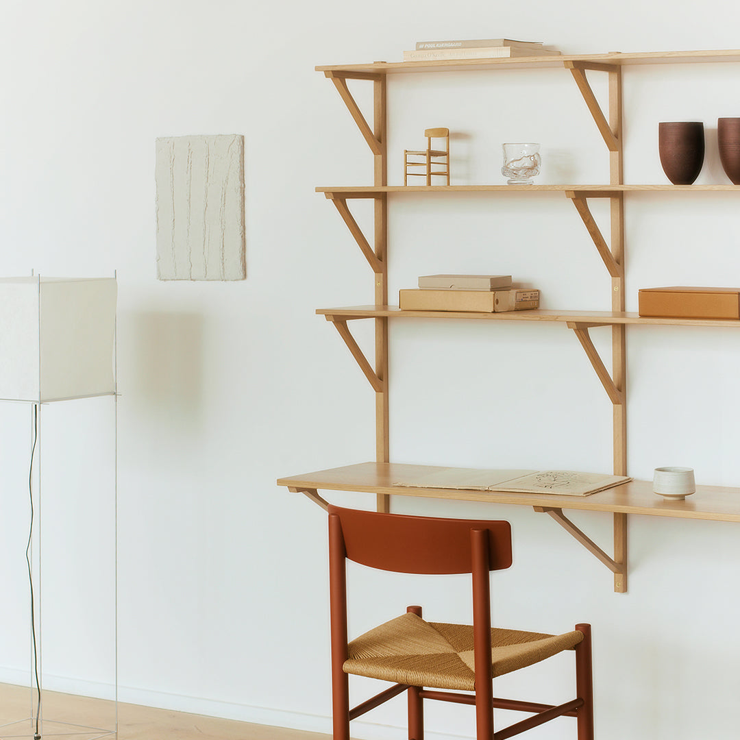 BM29 Wall Mounted Shelf with Built-in Desk - 2 Tier Wide Storage for Home Office, Study & Small Spaces