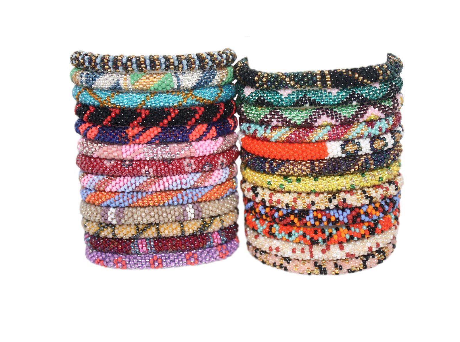 Wholesale 60pcs Handmade Crochet Glass Seed Bead Bracelet - Nepalese Boho Style Jewelry for Women, Festival, Yoga & Meditation Accessories