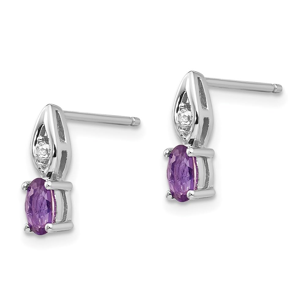 14K White Gold Amethyst and Diamond Stud Earrings for Women - Elegant Fine Jewelry Gift for Her - Perfect for Weddings, Anniversaries & Special Occasions