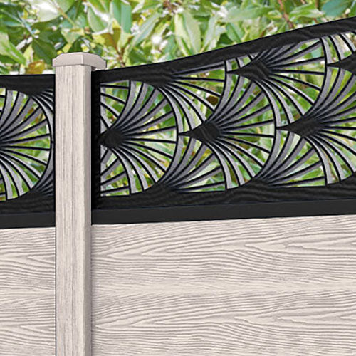 Classic Laurel Curved Top Composite Fence Panel in Mid Stone Color - Durable Outdoor Privacy Fence for Backyard, Garden, and Pool Area Landscaping
