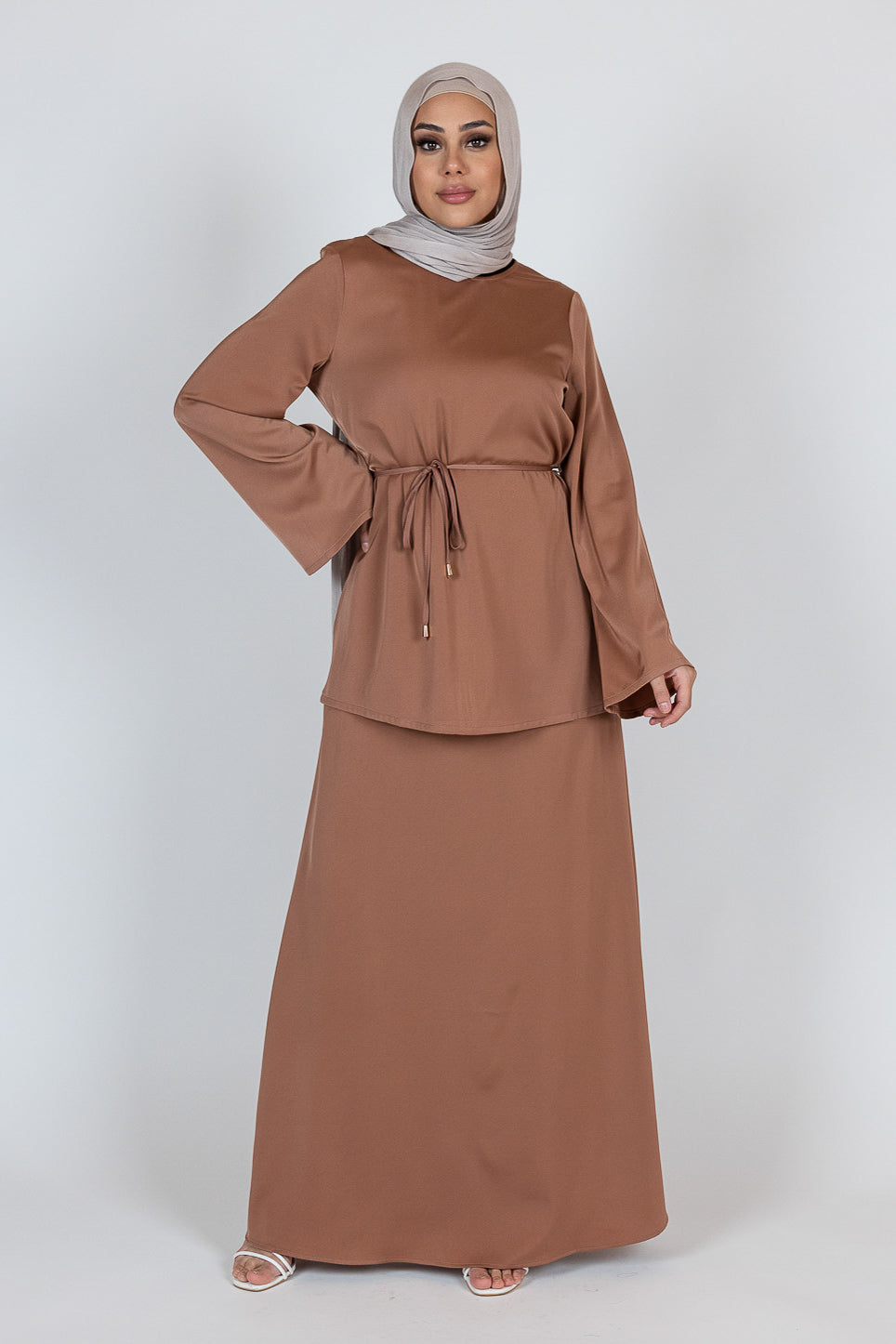 Elegant Akela A-Line Satin Skirt for Women - High Waist Party Dress with Slit - Perfect for Weddings, Cocktails & Evening Events