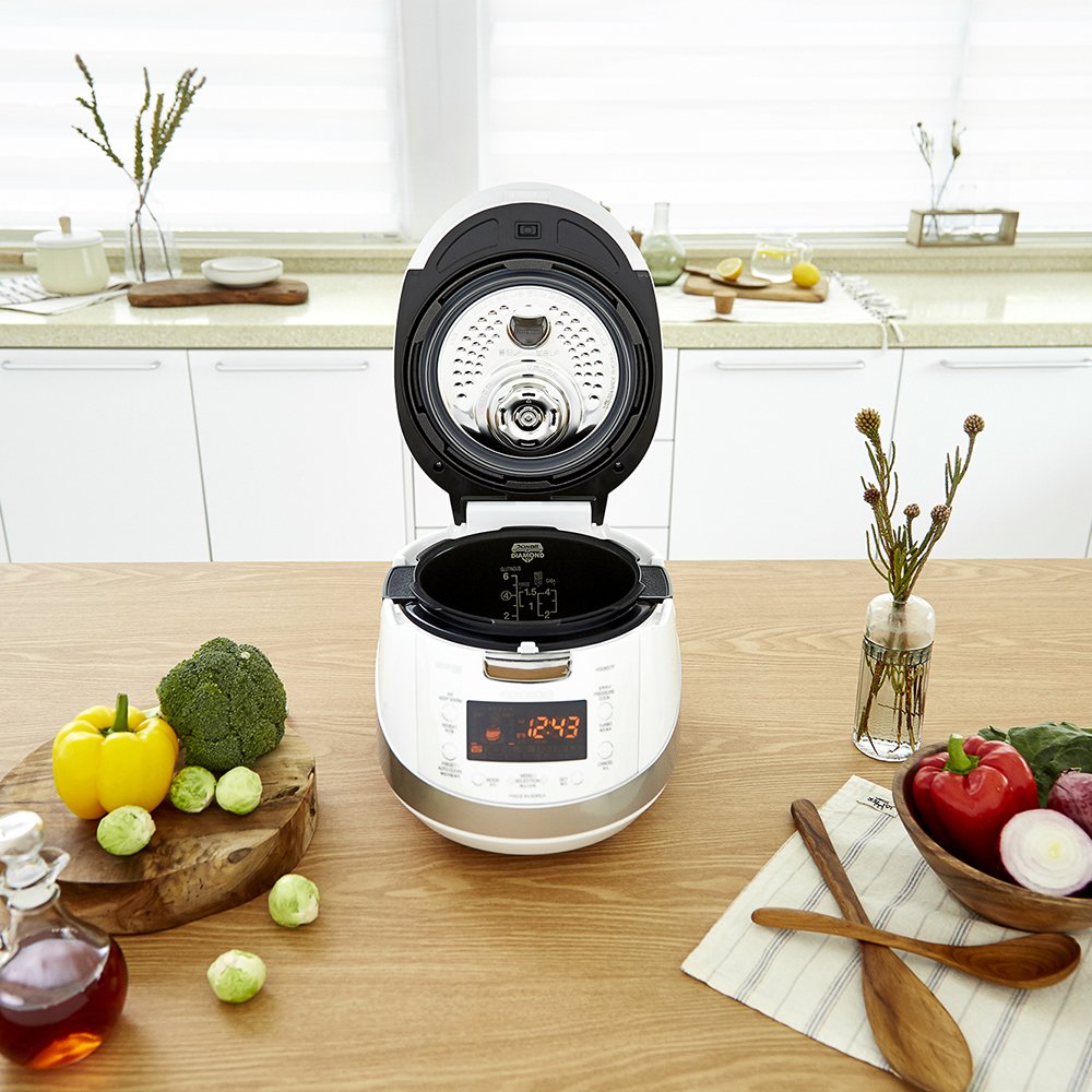 Cuckoo 6-Cup Induction Heating Pressure Rice Cooker - 18 Smart Programs (Glutinous, GABA, Mixed, Sushi) | Korean-Made Non-Stick Inner Pot | White/Silver Design | Perfect for Home Cooking, Meal Prep & Asian Cuisine