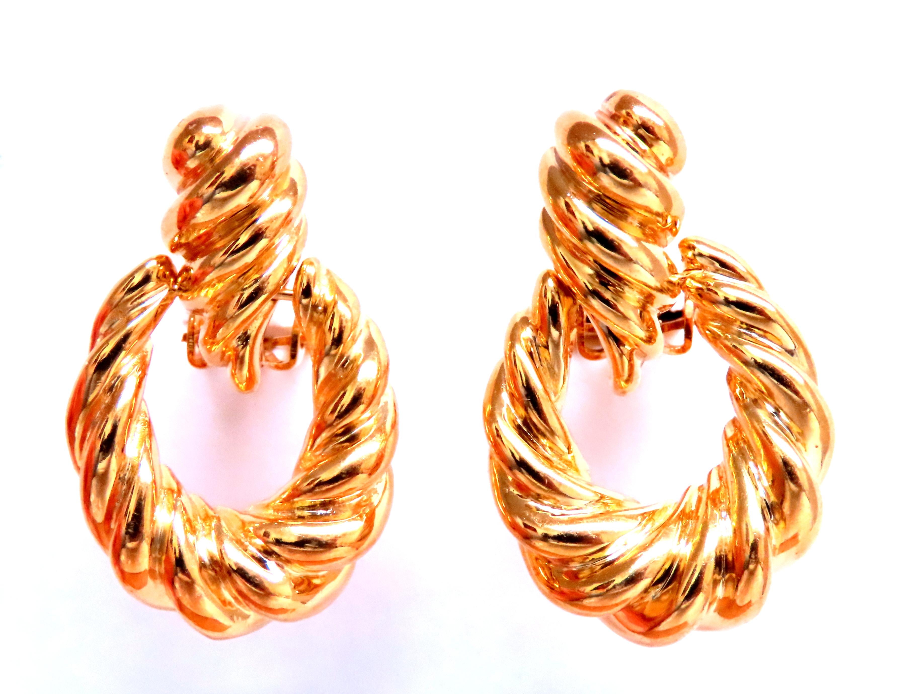14K Gold Shrimp Knocker Clip-On Earrings for Women - Elegant Omega Back Clip Earrings for Sensitive Ears - Perfect for Parties, Weddings & Special Occasions
