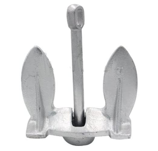 MarineNow Silver Painted Cast Iron Navy Anchor - Heavy Duty Boat Anchor for Ships, Yachts & Boats - Perfect for Nautical Decor, Beach House, Dock & Marine Themed Events