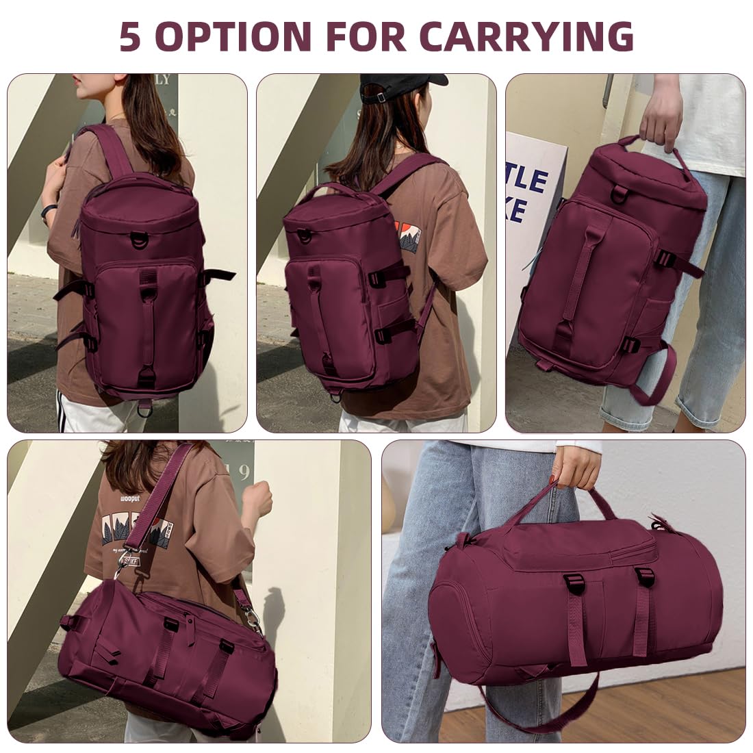 Premium Sports Duffle Bag for Men & Women - Large Gym Bag, Travel Backpack & Weekender Overnight Bag with Separate Shoes Compartment (Purple) - Perfect for Gym, Travel, Sports & Weekend Getaways