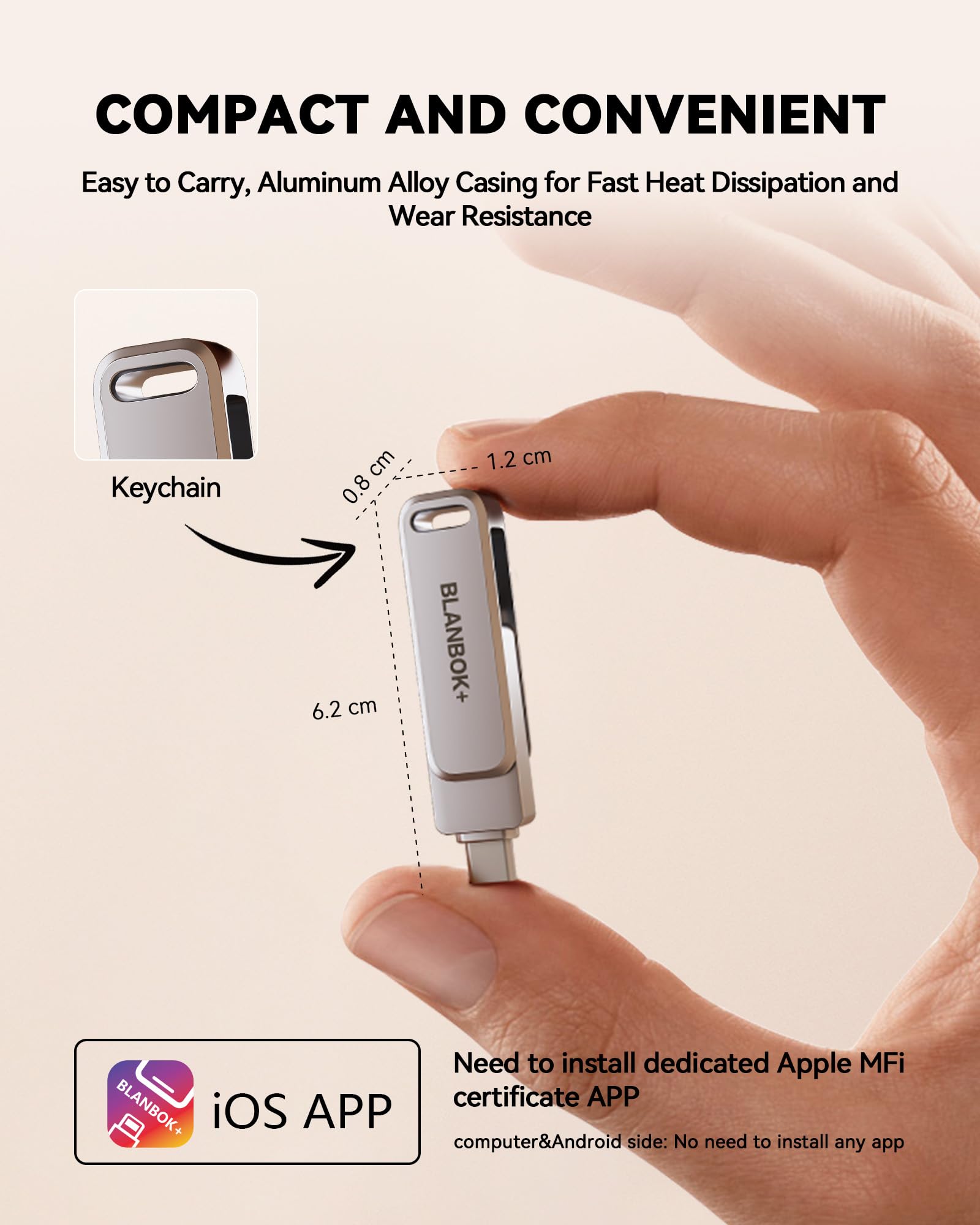BLANBOK+ MFi Certified 512GB USB Flash Drive for iPhone - High-Speed USB C Memory Stick with Dual Connectors - Photo Storage & File Transfer for iPhone, iPad, Android, PC - Perfect for Travel, Work & Backup Solutions