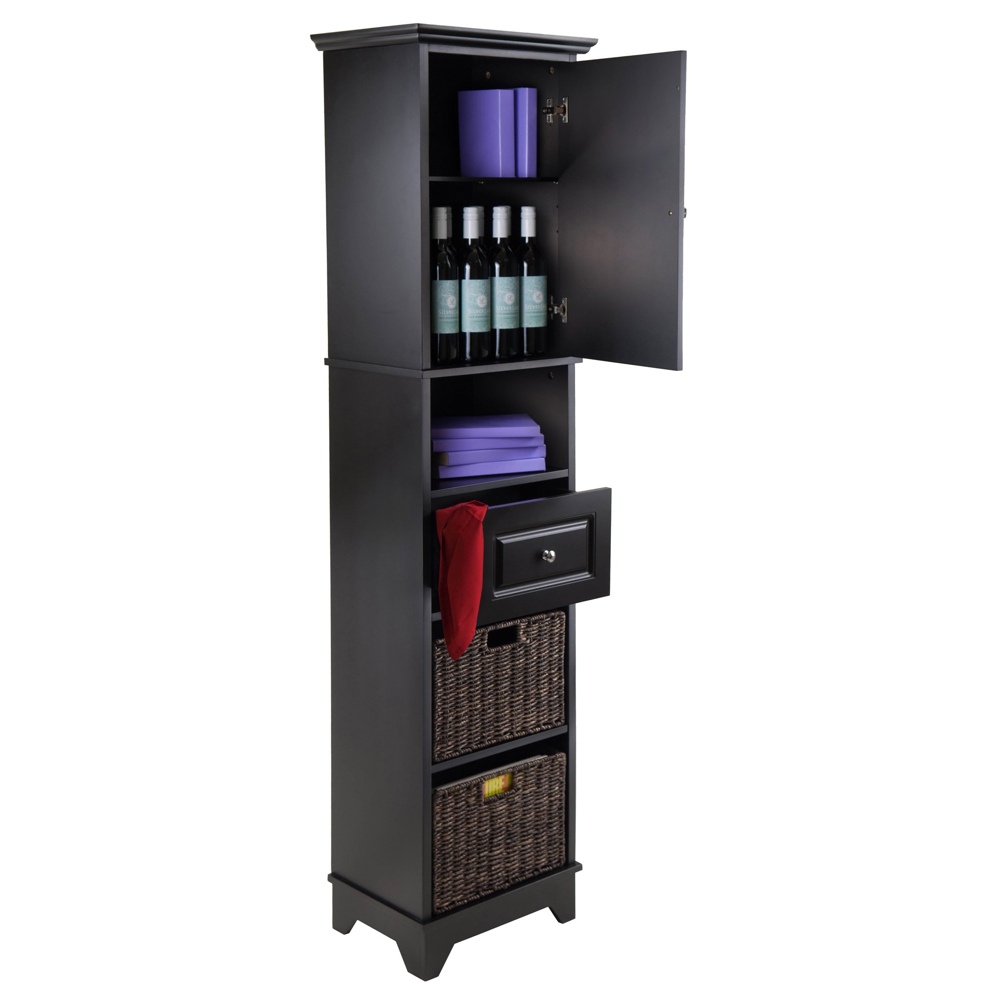 Winsome Wyatt Black Storage Cabinet - Modern Organizer for Home, Office, and Living Room