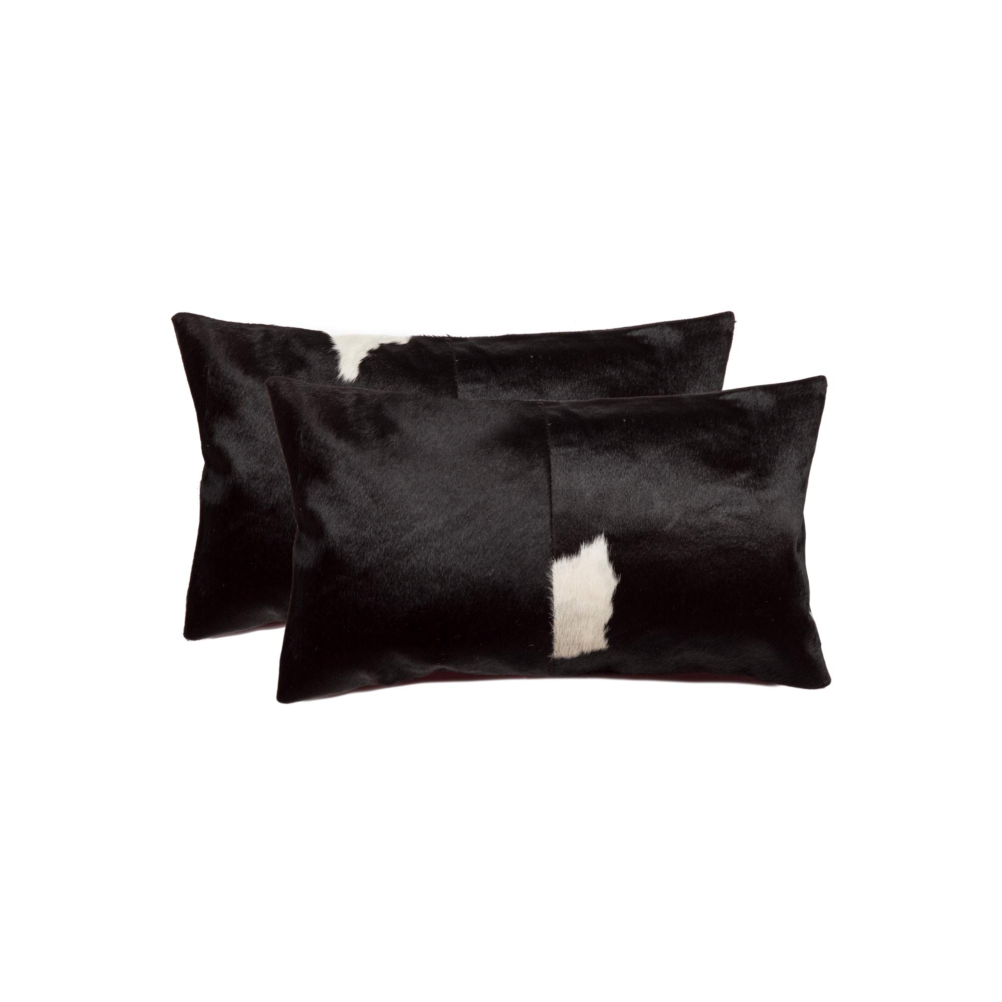 Premium 2-Pack Hand Tufted Black & White Cowhide Pillows 12