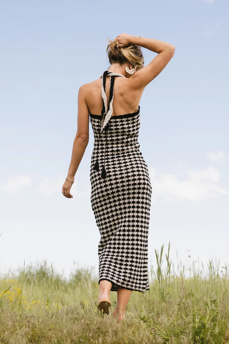 Amias Crocheted Midi Dress for Women - Boho Summer Beach Dress, Floral Lace Trim, Flowy A-Line Skirt - Perfect for Beach Vacations, Date Nights & Outdoor Weddings