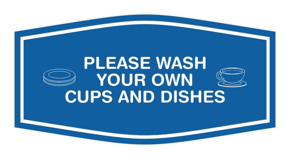 Funny 'Please Wash Your Own Dishes' Sign - Large Blue Kitchen Wall Decor for Home, Office, Dorm, or Restaurant Use