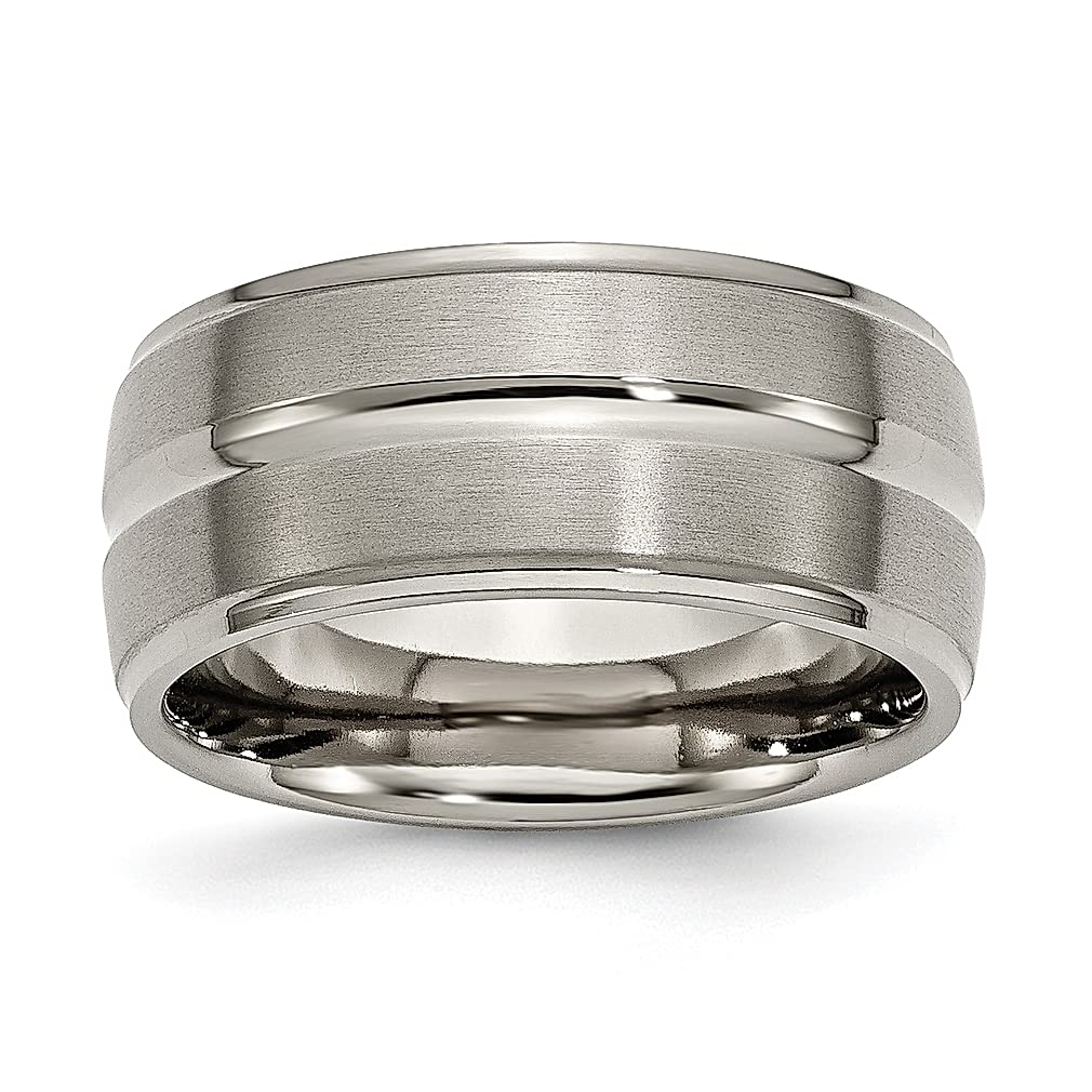 ICE CARATS Titanium 10mm Ridged Edge Band Ring for Men - Durable Wedding Band, Fashion Jewelry Gift for Him, Dad, Husband - Perfect for Anniversaries, Engagements & Special Occasions