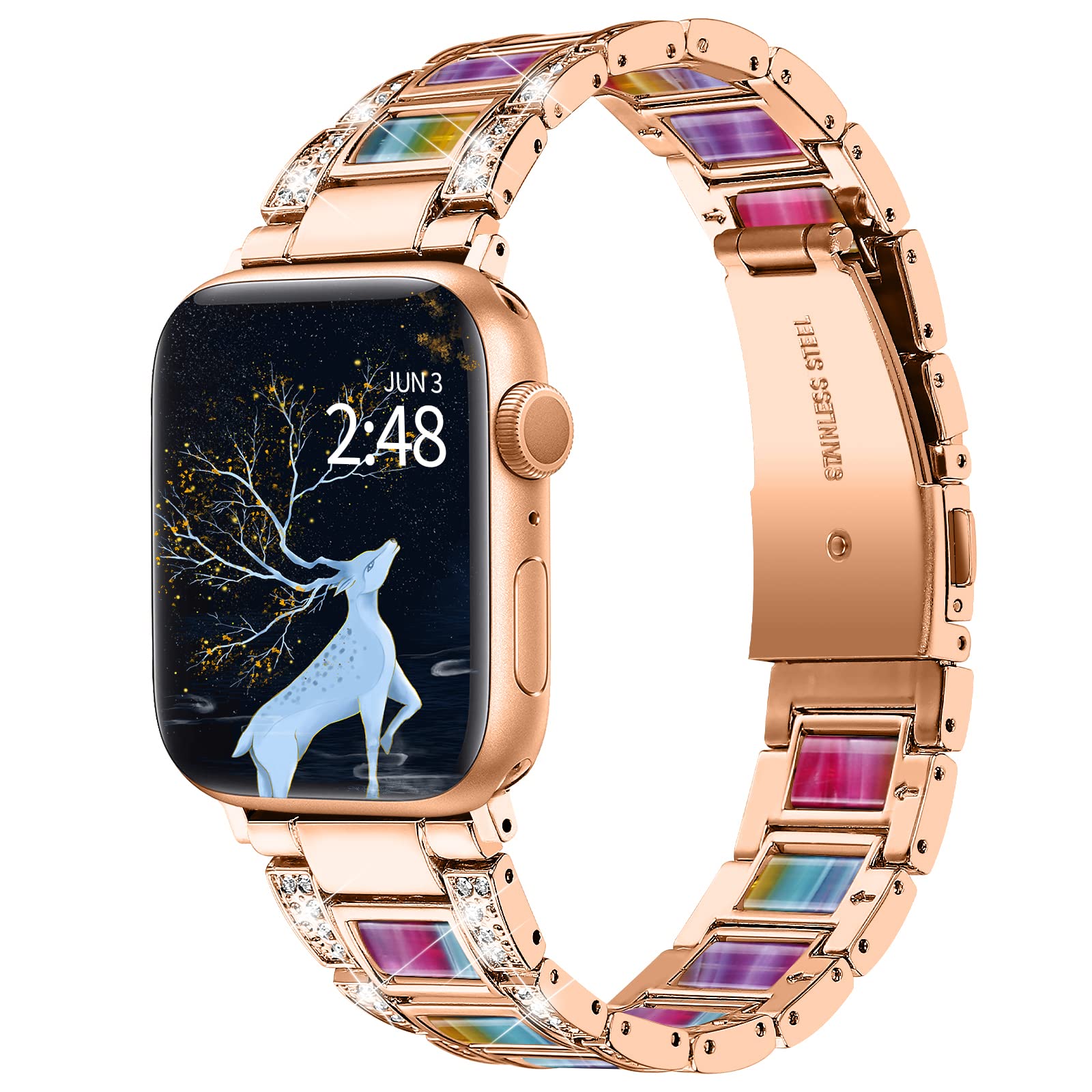 BEIZIYE Ultra-Thin Lightweight Resin Watch Band Compatible with Apple Watch Ultra/Series 8/7/6/5/4/3/2/1/SE - 38mm/40mm/41mm/42mm/44mm/45mm/49mm Slim Bracelet Strap for Women | Perfect for Workouts, Office Wear & Everyday Fashion Accessory