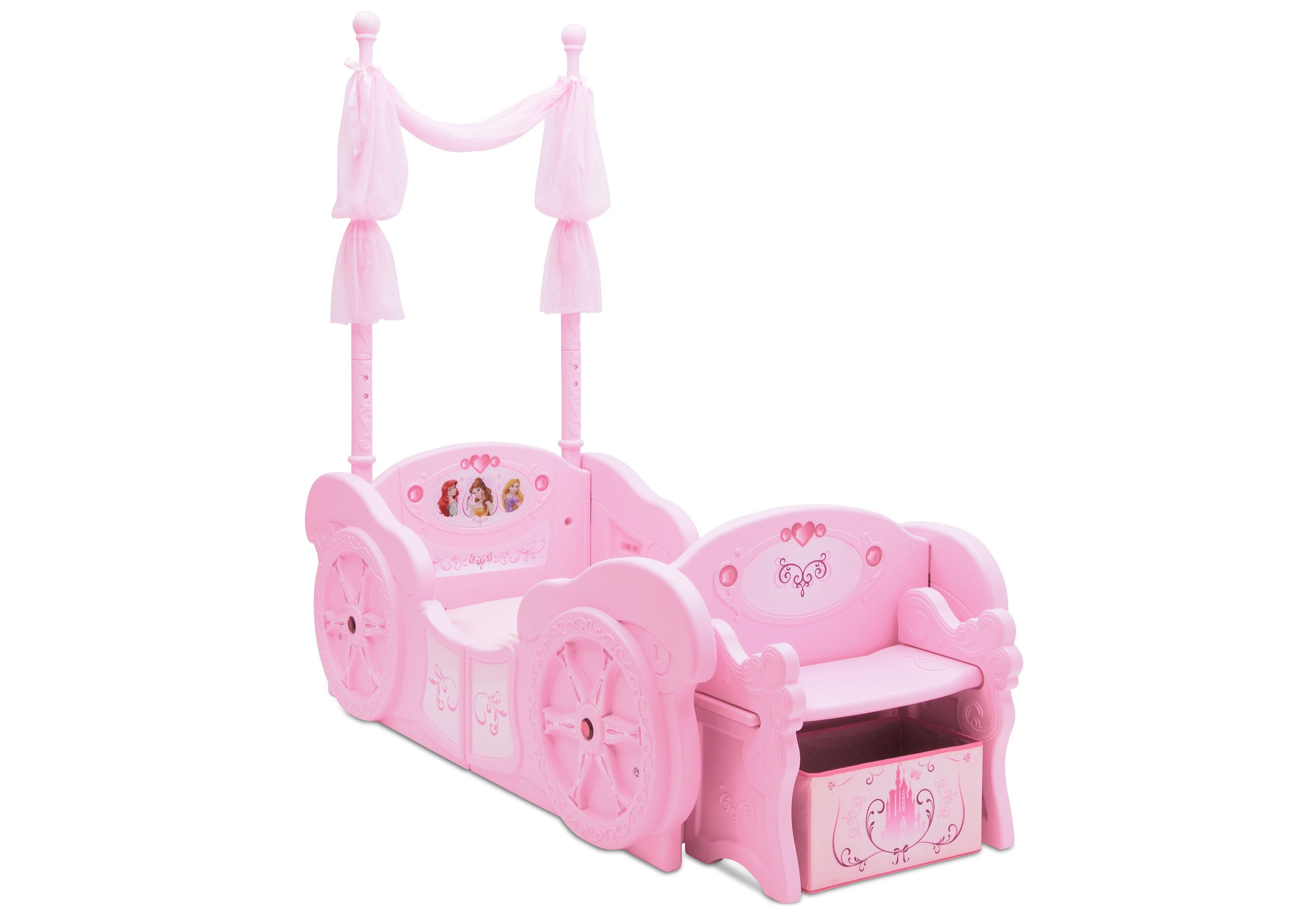 Princess Carriage Convertible Toddler Bed to Twin Size Bed - Perfect for Girls' Bedroom, Nursery, and Fairy Tale Themed Decor