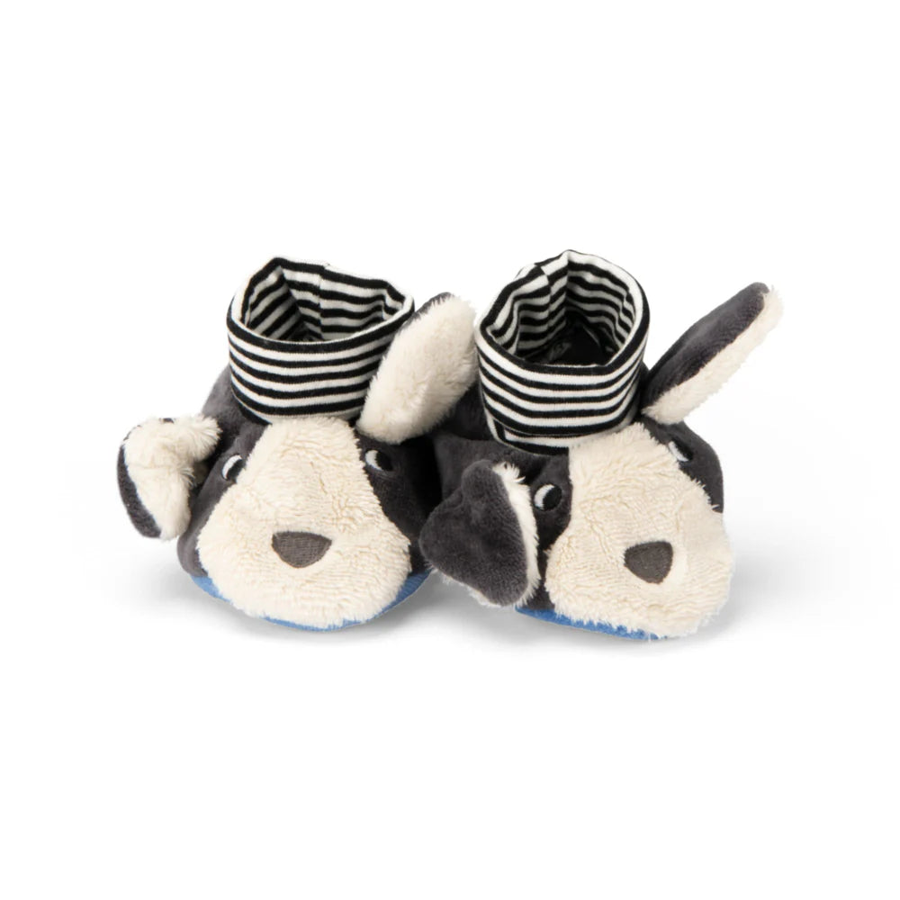 Moulin Roty Puppy Baby Slippers - Soft & Cute Animal Slippers for Toddlers & Infants - Perfect for Indoor Play, Nursery, and First Steps