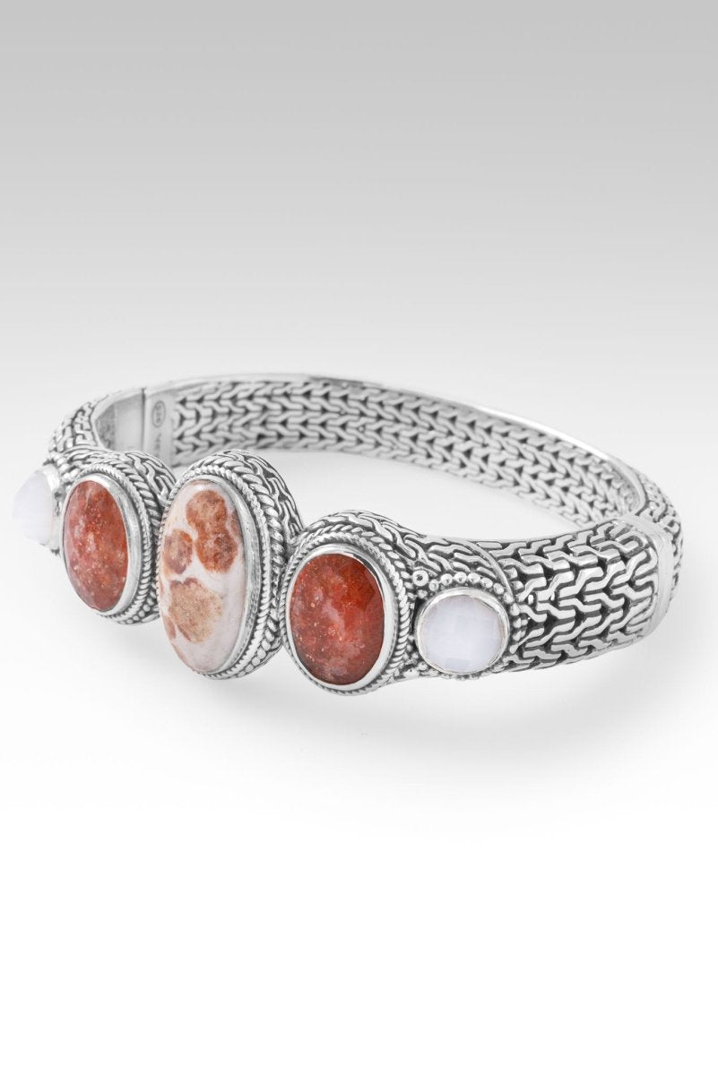 Forgiveness Bangle Bracelet™ - Genuine Garnet, Limestone, Orange Sunstone & White Moonstone Gemstone Jewelry for Women | Spiritual Healing, Meditation & Positive Energy Gift