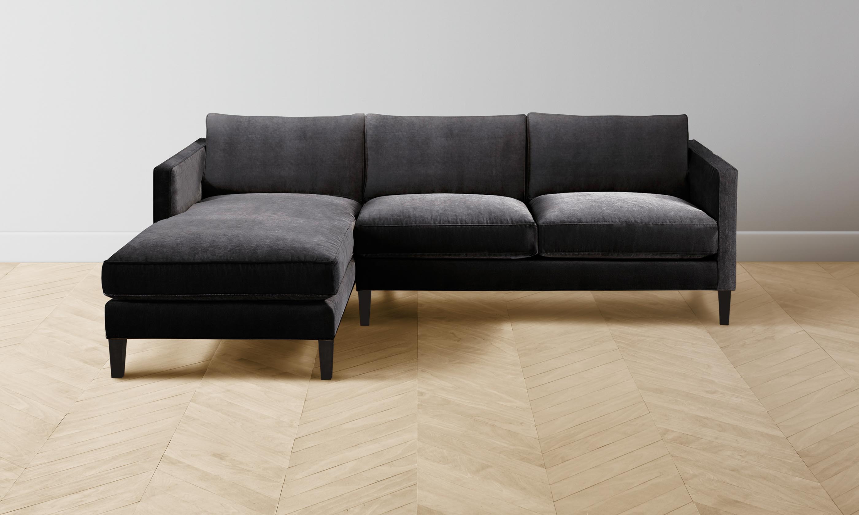 The Crosby Sectional Sofa - Performance Velvet Slate Blue Modern Living Room Furniture for Small Spaces | Perfect for Apartments, Condos & Cozy Homes