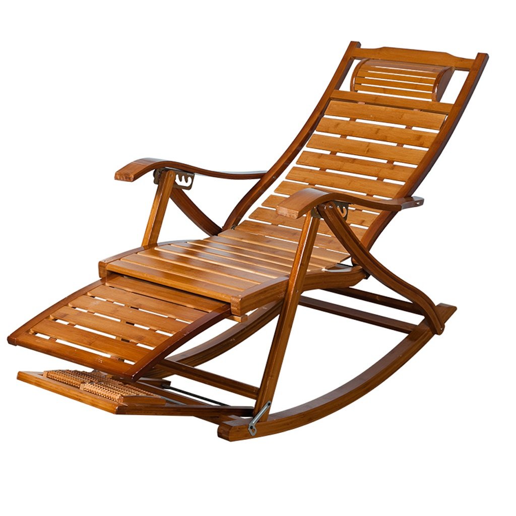 NUBAO Solid Wood Bamboo Rocking Chair - Comfortable Leisure & Lazy Chair for Living Room, Nursery, Porch, Office Break Room - Perfect for Relaxation, Reading & Napping