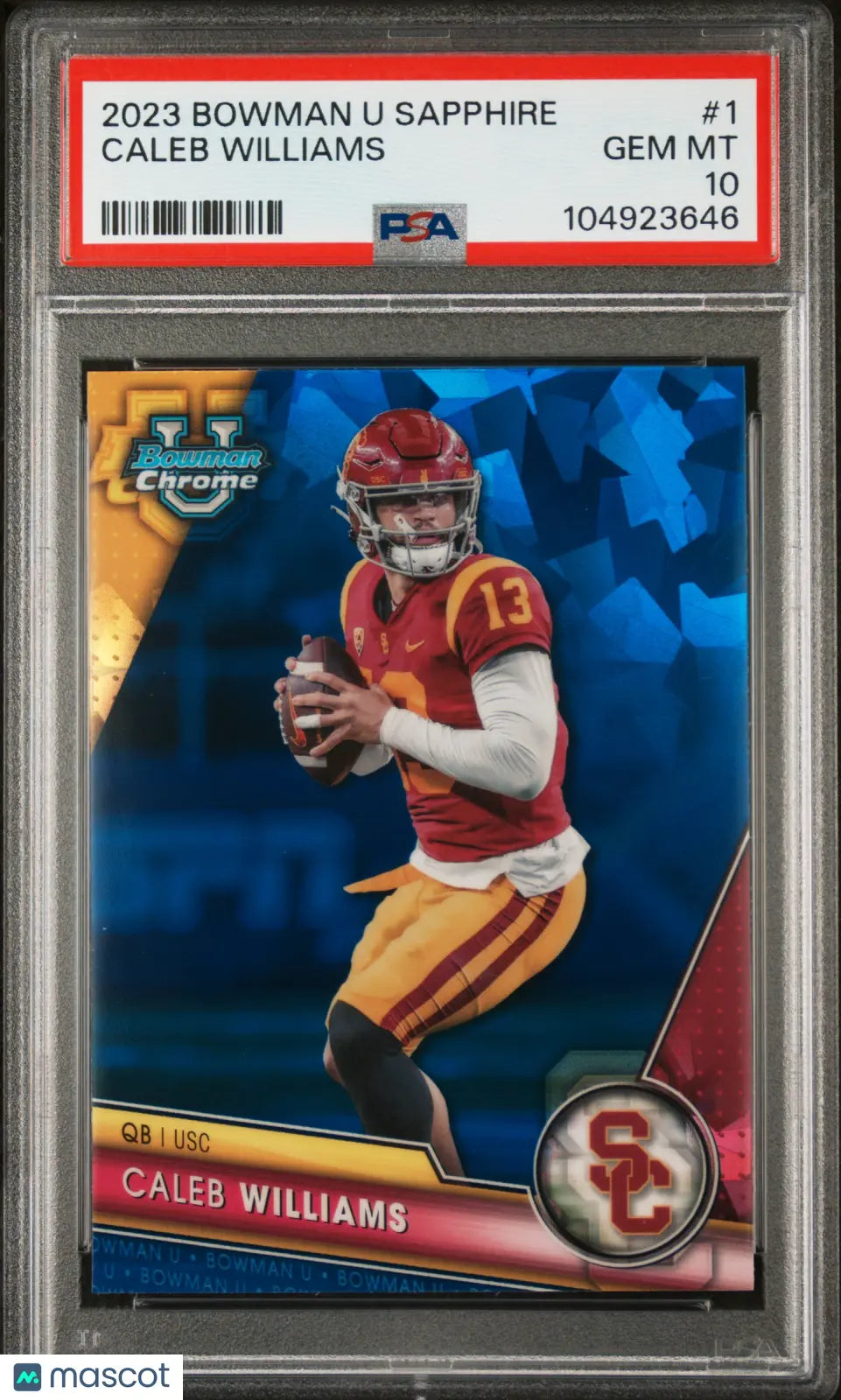 2023 Bowman University Chrome Sapphire Caleb Williams #1 PSA 10 Rookie Card - Perfect for Sports Collectors & Investment, Ideal for Display Cases & Trading Card Collections