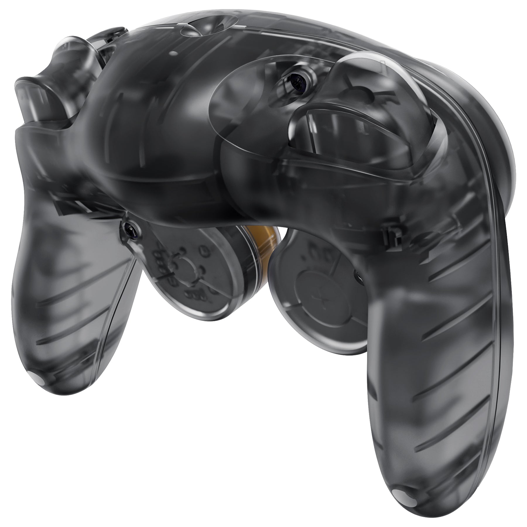 eXtremeRate Clear Black Replacement Faceplate & Backplate with Buttons for Nintendo GameCube Controller - Compatible with GCNM5002 - Perfect for Gaming, Repair & Customization