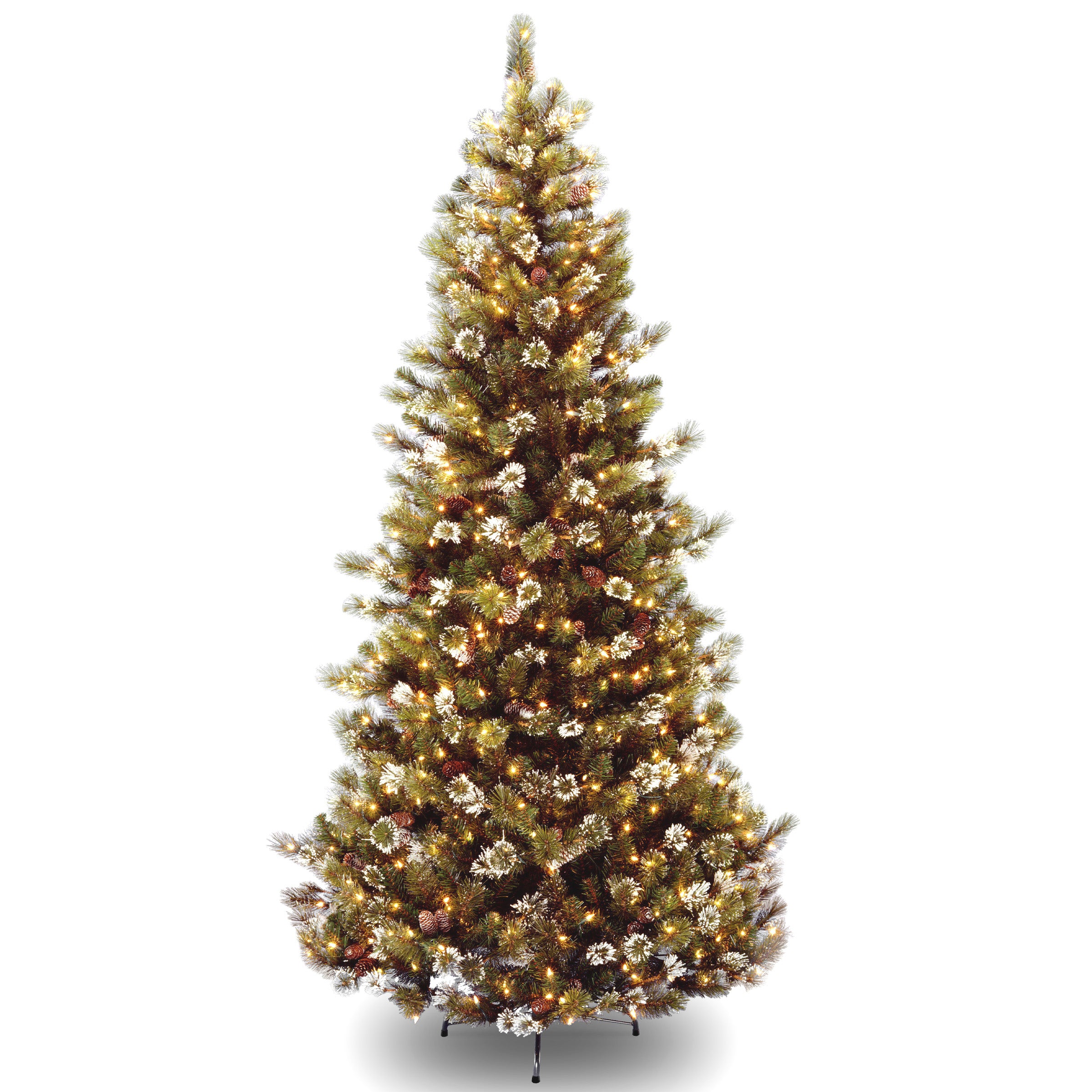 7.5 ft Pre-Lit Slim Artificial Christmas Tree with Glittery Pine Needles & Clear Lights - Perfect for Small Spaces, Apartments, and Holiday Decor