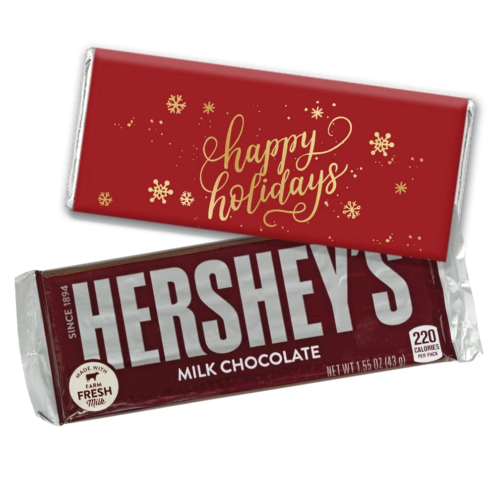 Personalized Christmas Candy Bars - Happy Holidays Chocolate Gift Box (36 Count) - Perfect for Holiday Parties, Stocking Stuffers & Corporate Gifts