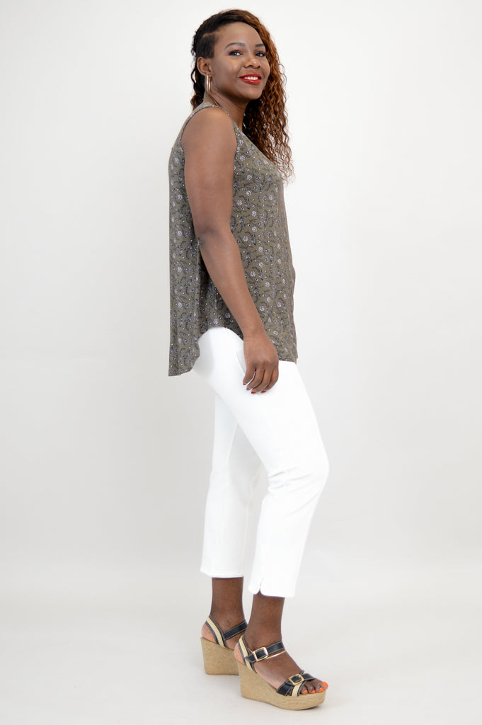 Jazz Tank Top with Daffodil Print & Bamboo Fabric - Women's Casual Summer Blouse for Music Festivals & Beach Outings