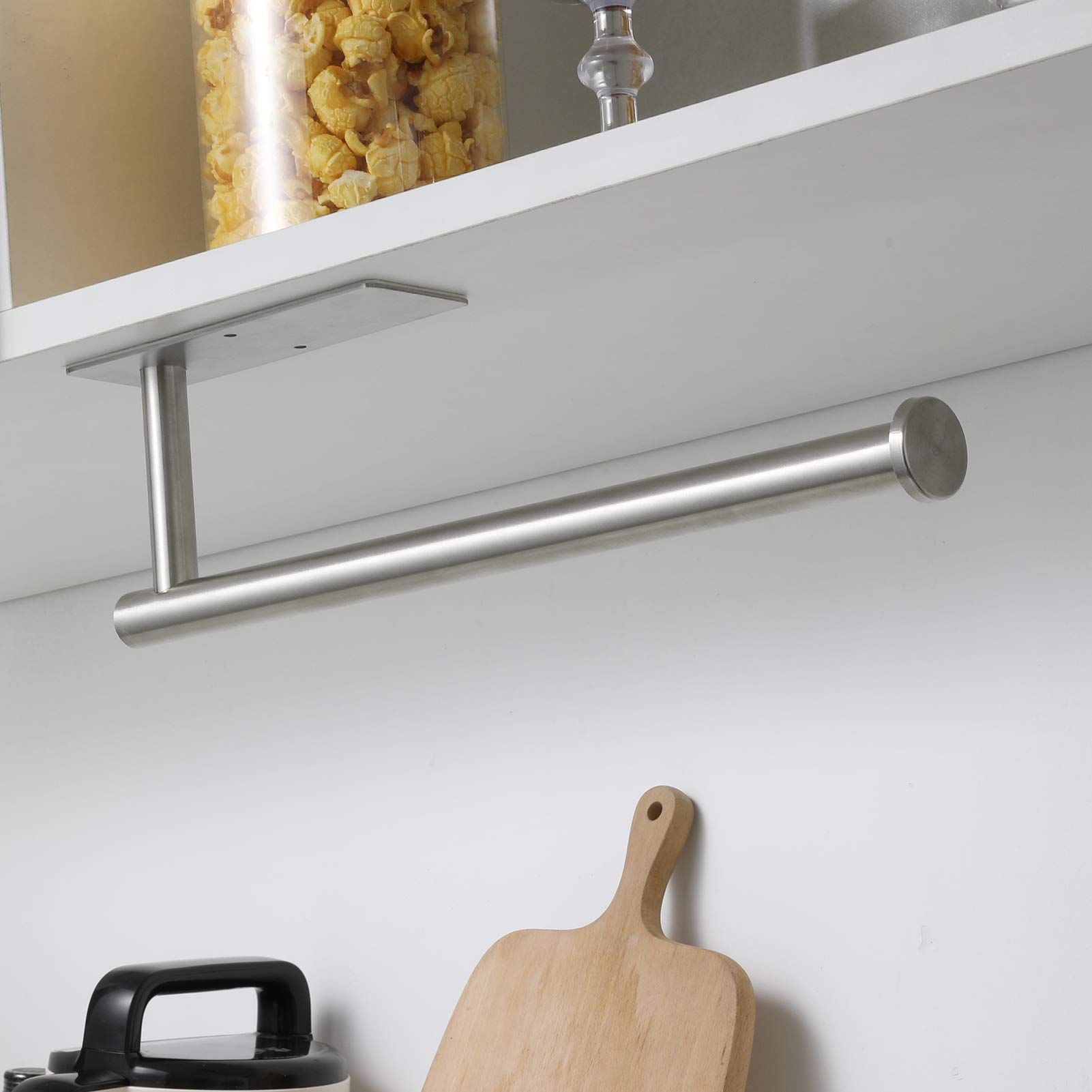 2 Pack Under Cabinet Paper Towel Holder - Stainless Steel Kitchen Towel Rack with Adhesive Mount for Bathroom & Kitchen, Wall Mounted Matte Black Paper Towel Dispenser (SUS304) - Perfect for Small Spaces & Easy Access While Cooking