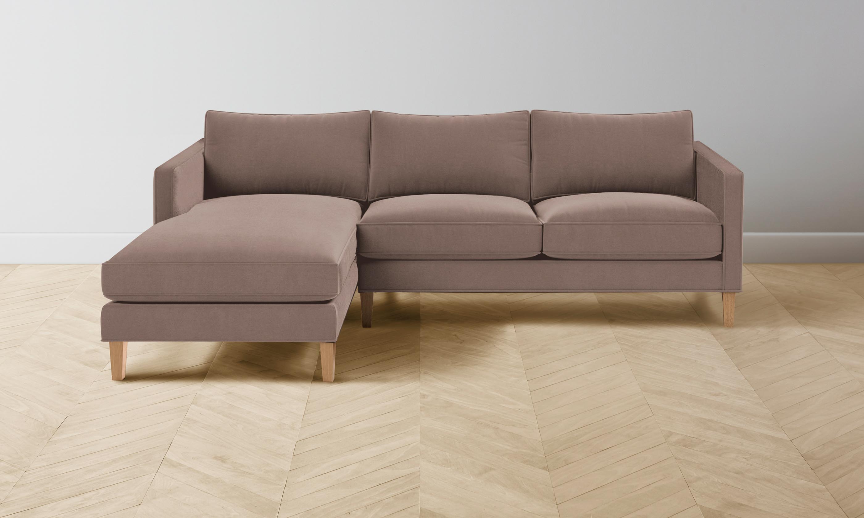 Crosby Sectional Sofa with Mohair Upholstery in Peony Pink - Perfect for Living Room, Lounge, and Cozy Home Decor