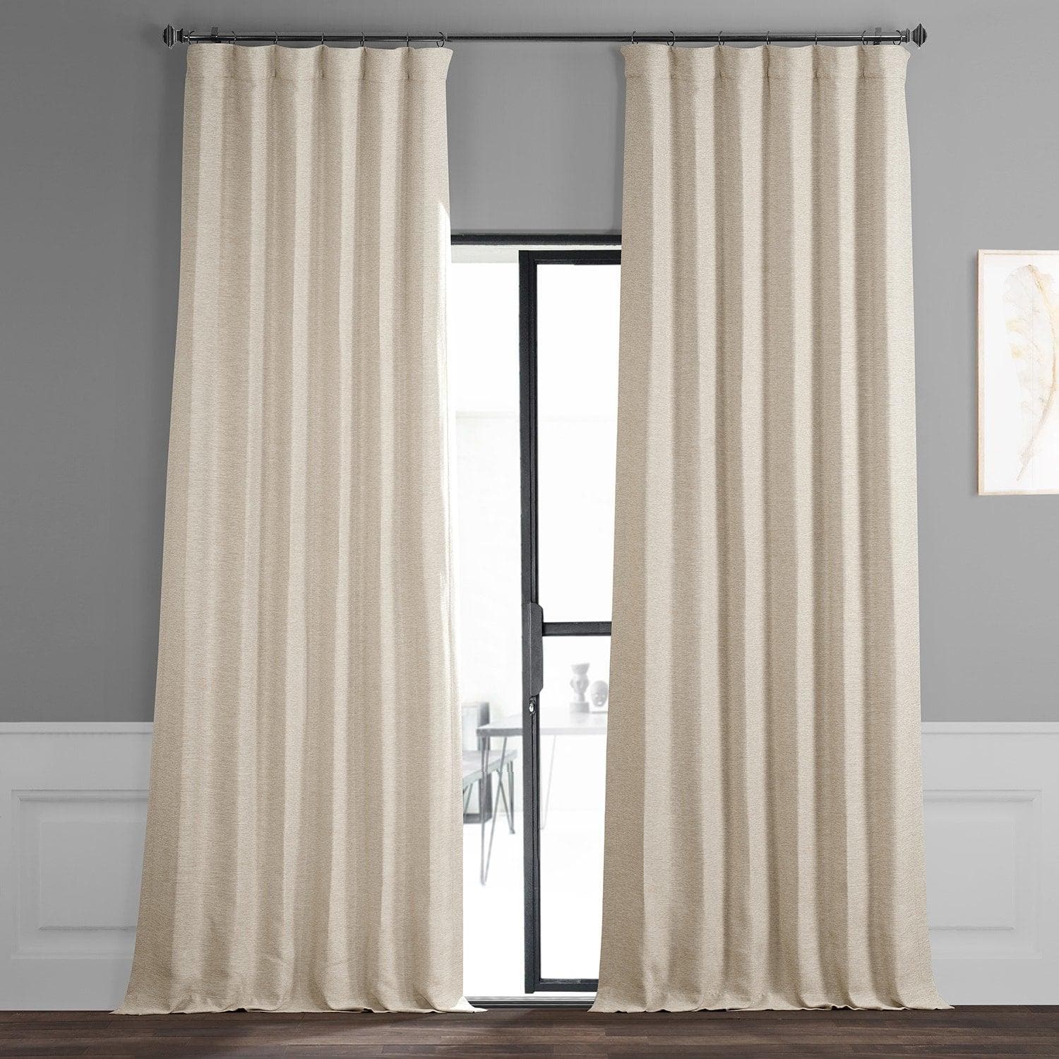Oat Cream Textured Bellino Blackout Curtains for Bedroom - Thermal Insulated Room Darkening Drapes for Better Sleep & Energy Savings