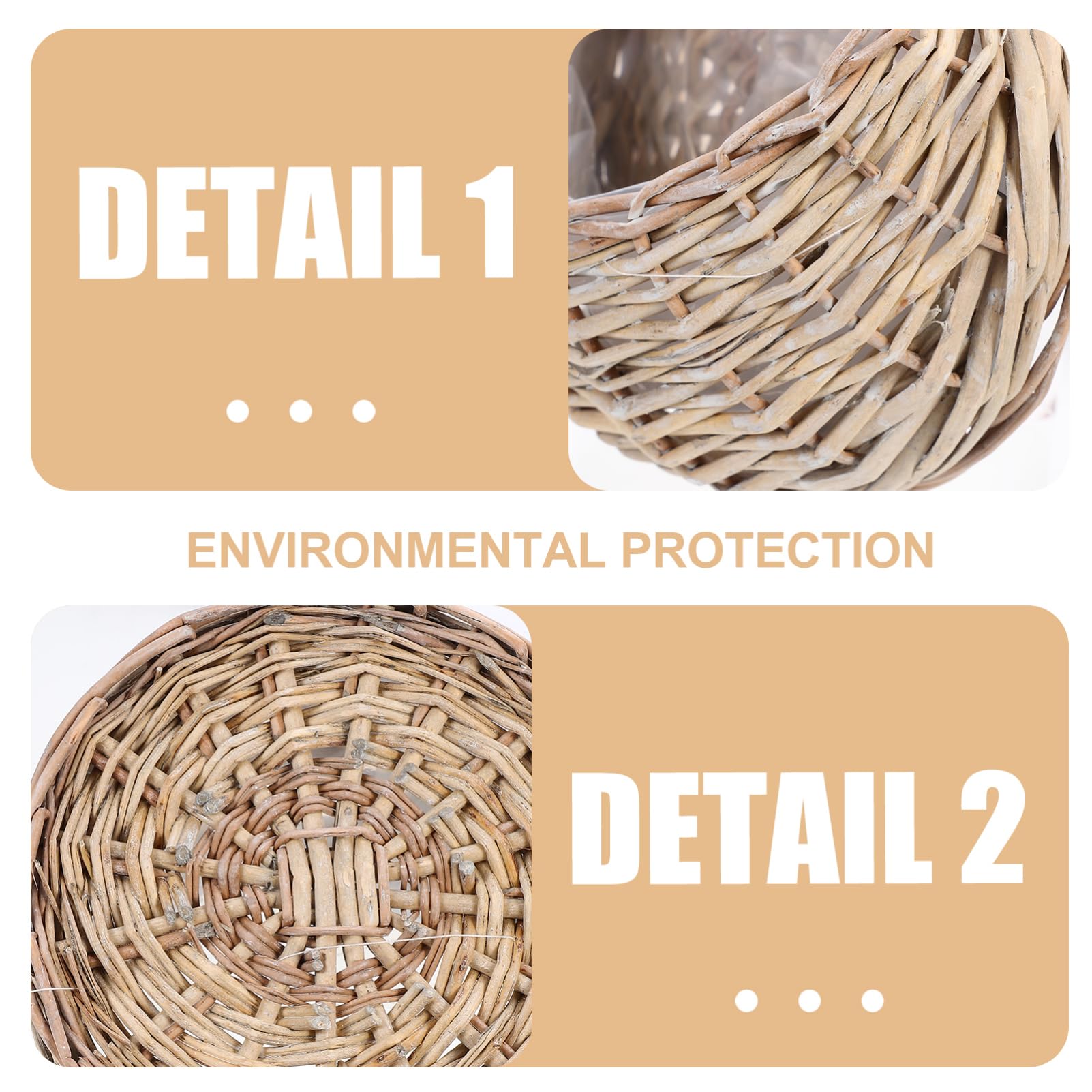 4Pcs Handmade Woven Rattan Wall Hanging Baskets - Boho Home Decor Storage Organizer for Bathroom, Kitchen, Bedroom & Living Room