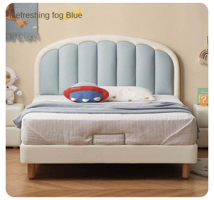 Organic Leather Kids Cream-Colored Soft Bed - Cozy & Stylish Nursery Essential for Toddlers & Infants | Perfect for Bedrooms, Daycare & Playrooms