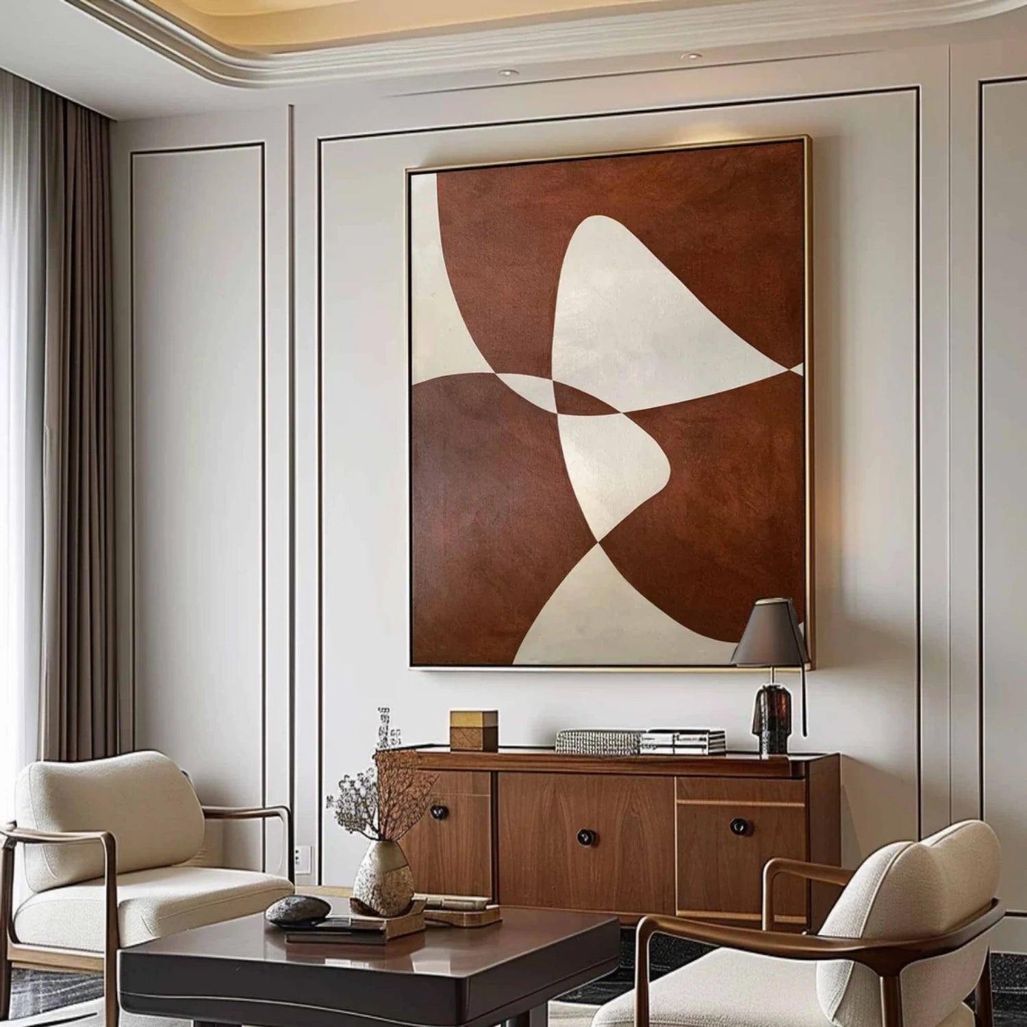 Beige & Brown Abstract Wall Art Print #BB131 - Modern Home Decor for Living Room, Bedroom & Office