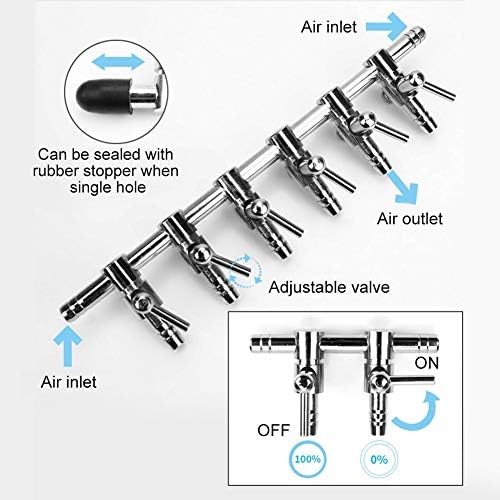 4-Way Stainless Steel Aquarium Air Valve Splitter for Fish Tank Oxygen Control