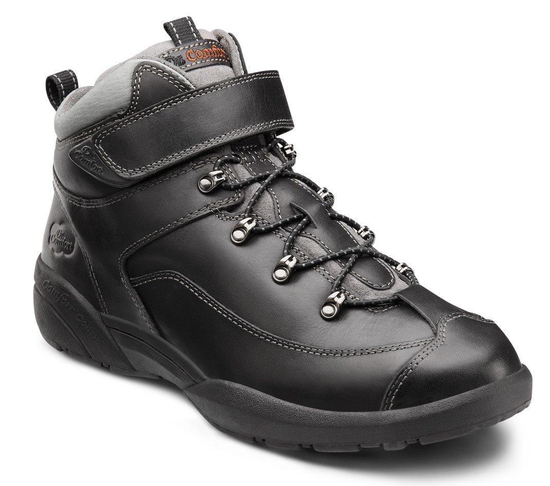 Dr. Comfort Men's Ranger Black Diabetic Hiking Boots - Wide Width Therapeutic Walking Shoes for Foot Pain Relief - Perfect for Outdoor Activities, Travel & Daily Comfort