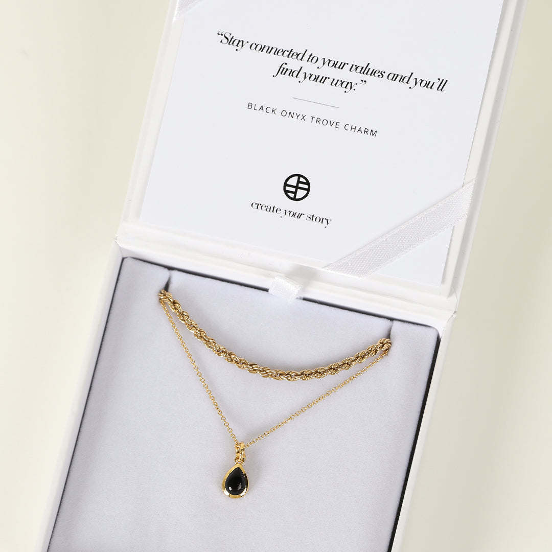 Black Onyx Trove Charm Necklace - Elegant & Spiritual Jewelry for Women - Perfect for Meditation, Healing & Everyday Wear
