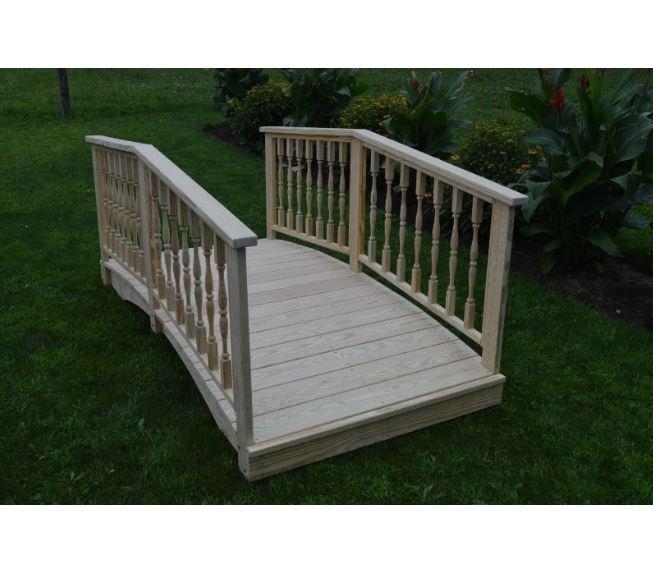 A & L Furniture Spindle Cedar Bridge - Rustic Wooden Footbridge for Garden, Yard, or Landscape Decoration - Perfect for Pathways, Ponds, and Outdoor Decor