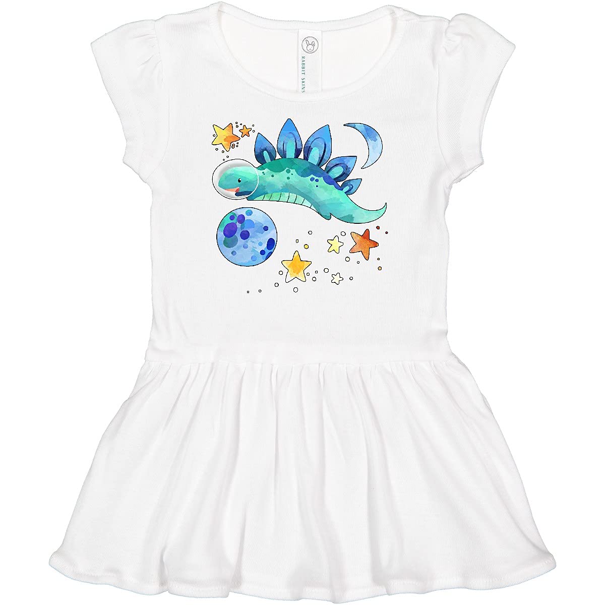 Inktastic Stegosaurus Space Dinosaur with Stars and Planet Baby Dress - Cute Dino Outfit for Infants, Toddler Girls' Casual Wear, Birthday Gift & Photo Shoot Outfit