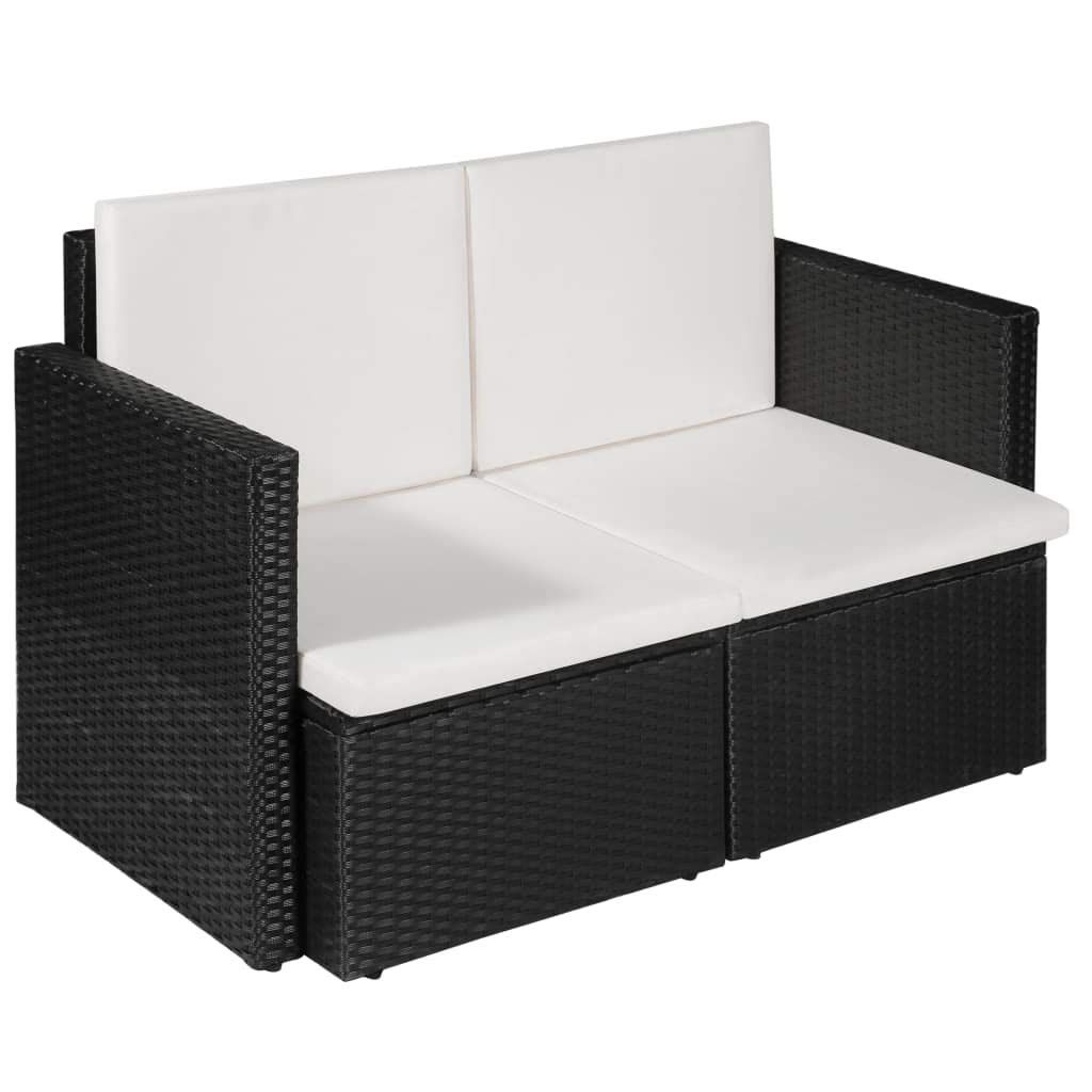 2-Seater Outdoor Garden Sofa Set with Cushions - All-Weather Brown PE Wicker Patio Furniture for Porch, Backyard & Poolside - 46.5