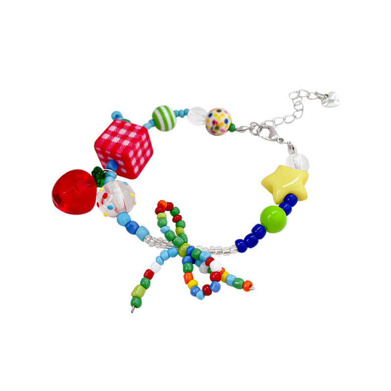 Y2K Mushroom Beaded Bracelet for Women - Colorful Boho Summer Festival Jewelry - Perfect for Music Festivals, Beach Parties, and Carnival Outfits