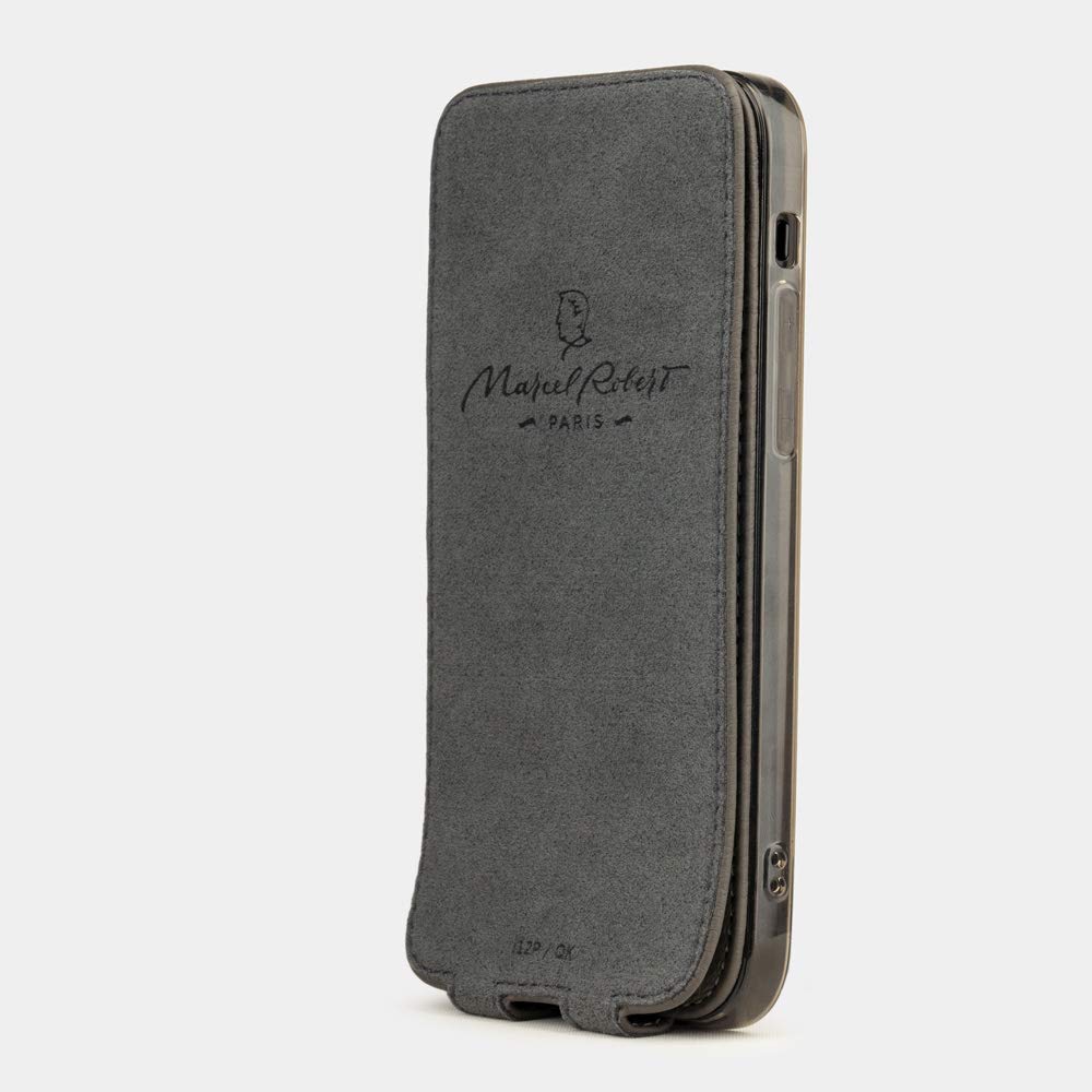 Premium French Leather Portfolio Case for iPhone 12 Pro Max - Patented Design - Luxury Grey Phone Wallet - Perfect for Business Professionals & Travel