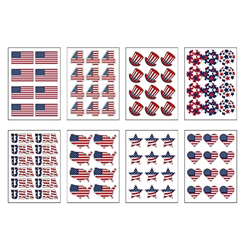 16pcs Patriotic Independence Day Stickers - DIY Waterproof Decals for Kids, Party Decor, Scrapbooking & Crafts (Orange, One Size) - Perfect for 4th of July Celebrations, School Projects & Home Decor