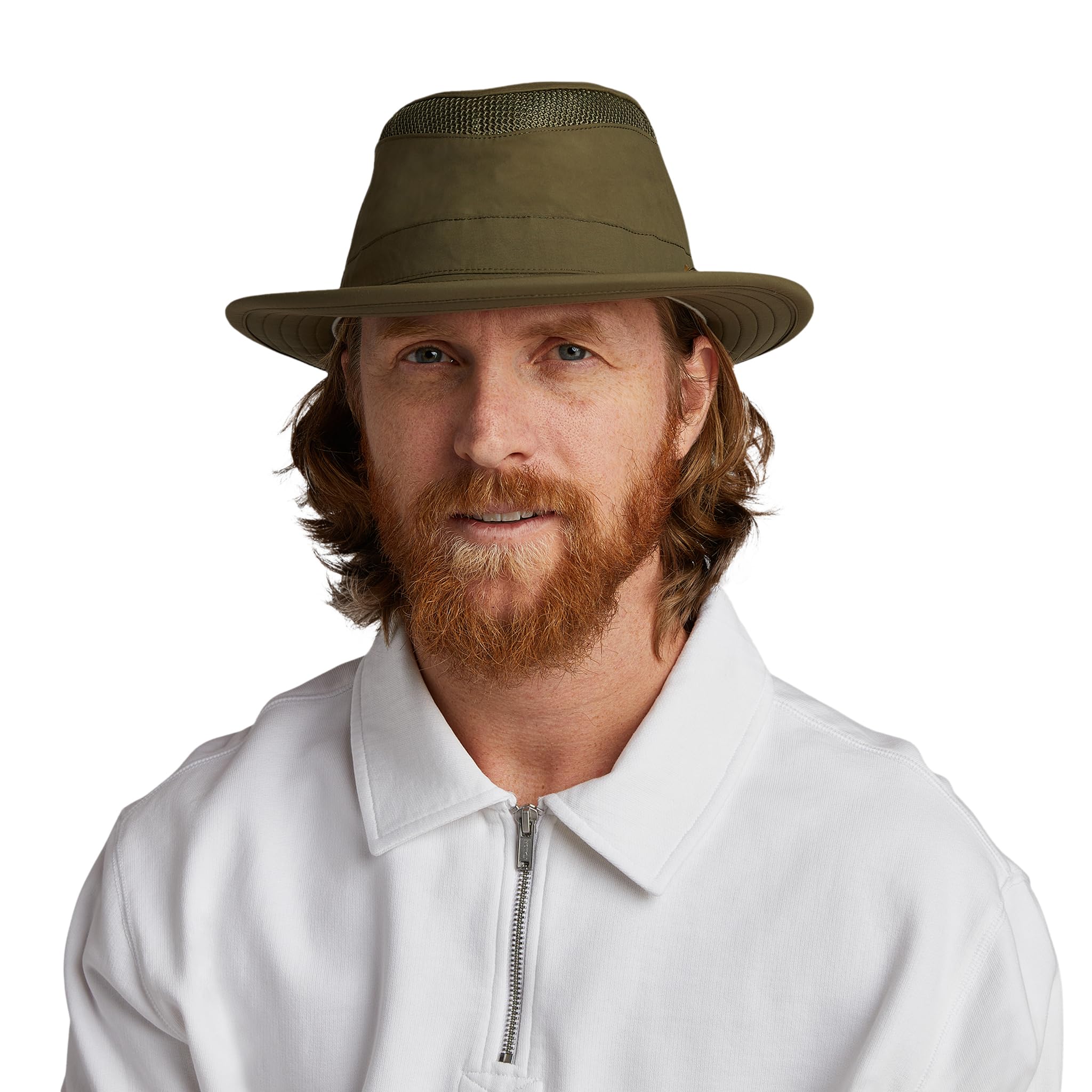 Tilley LTM5 Airflo Medium Brim Recycled Sun Hat for Men - Olive, Size 7.875 US - UV Protection Outdoor Hiking, Fishing & Travel Hat