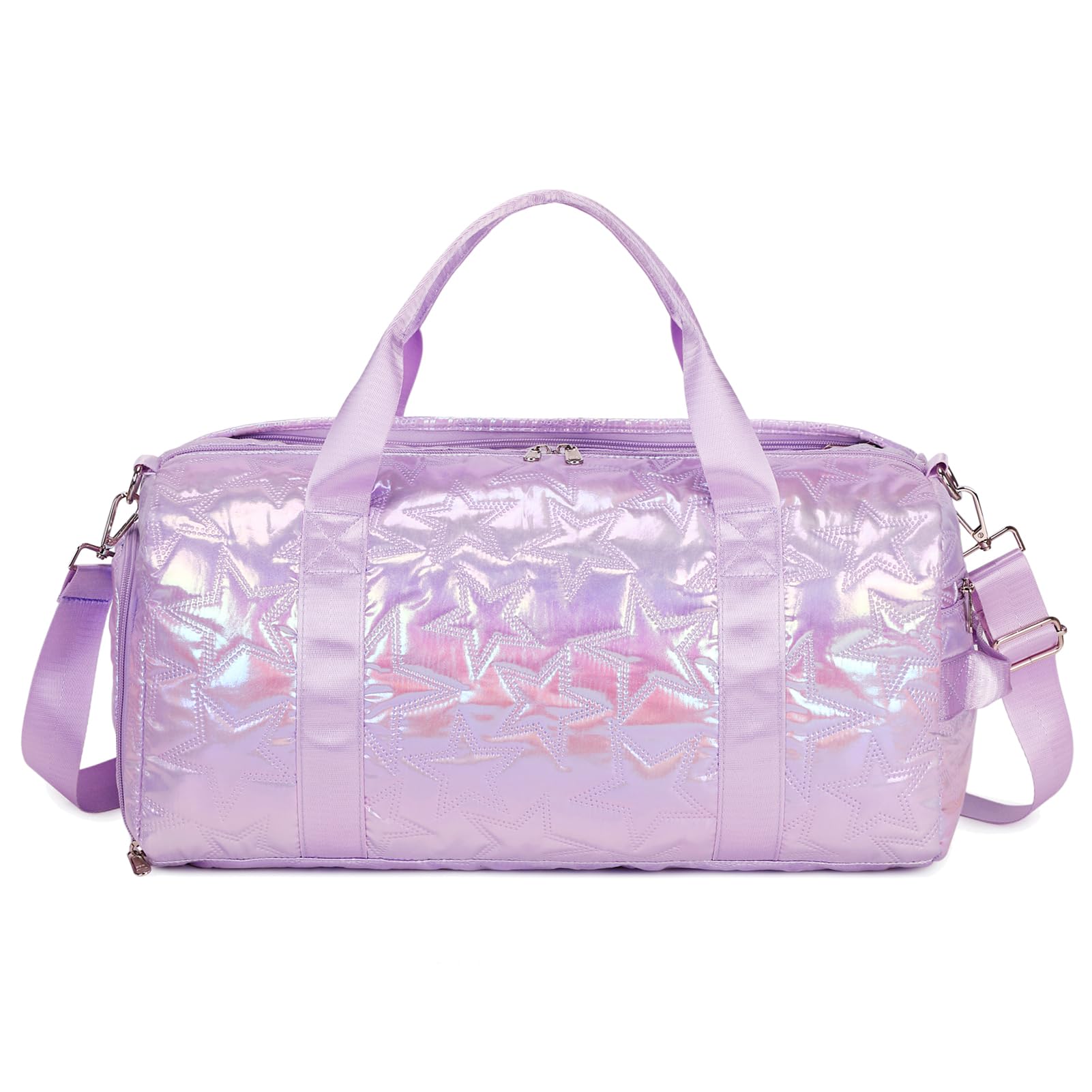 Forestfish Girls Dance Bag - Small Gym Bag with Shoes Compartment, Lightweight Waterproof Weekender Overnight Travel Bag (Purple) - Perfect for Dance Classes, Gym Sessions & Weekend Getaways