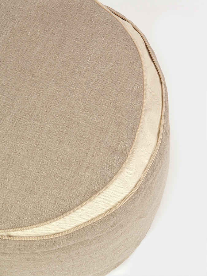 Organic Buckwheat Meditation Cushion - Yoga & Zen Pillow for Home Studio, Cross-Legged Sitting, Floor Seating - Eco-Friendly Linen Cylinder Bolster for Meditation, Yoga, and Relaxation