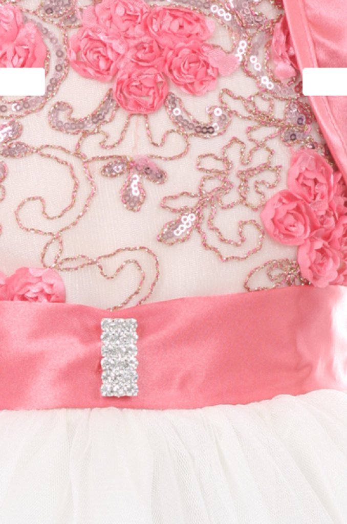 Little Girls Beaded Floral Embroidery Dresses - Special Flower Design Summer Party & Special Occasion Outfits for Toddlers