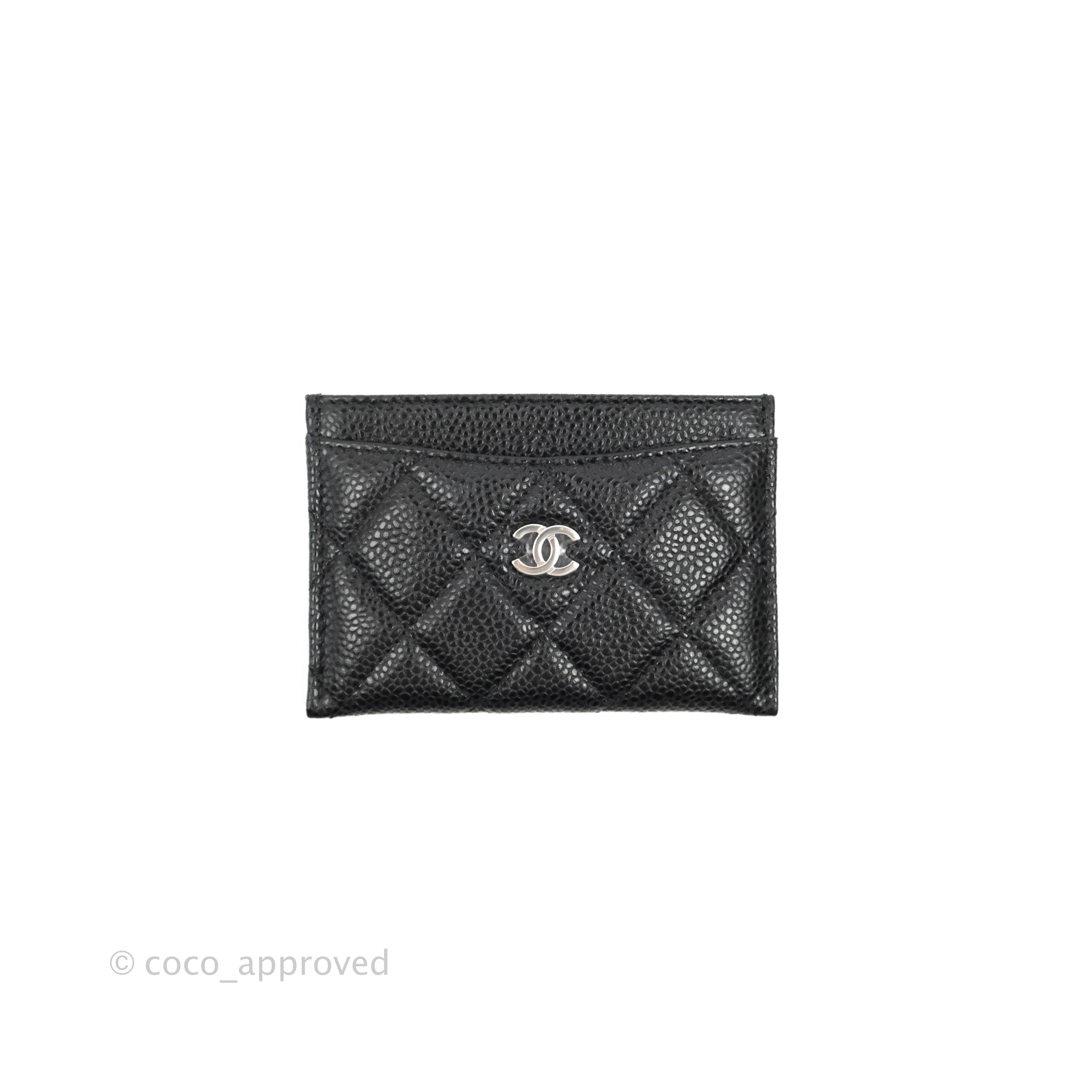 Chanel Classic Flat Card Holder in Black Caviar Leather with Silver Hardware - Perfect for Everyday Use & Luxury Gift Giving