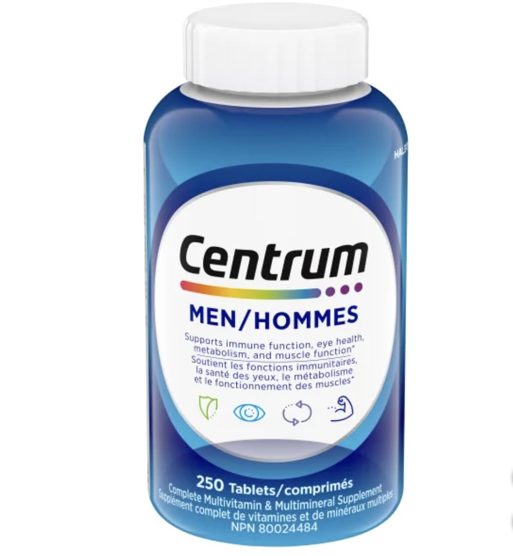 Centrum Multivitamin for Men - 250 Tablets with Essential Vitamins & Minerals | Daily Immune Support & Energy Boost for Active Men | Perfect for Gym, Work & Travel