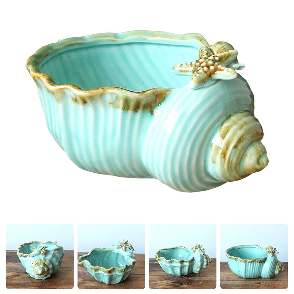 BESPORTBLE Creative Ceramic Conch Pot - Elegant Flower Planter for Indoor Plants, Bonsai, Succulents - Perfect for Home Decor, Office Desk & Gardening Gifts